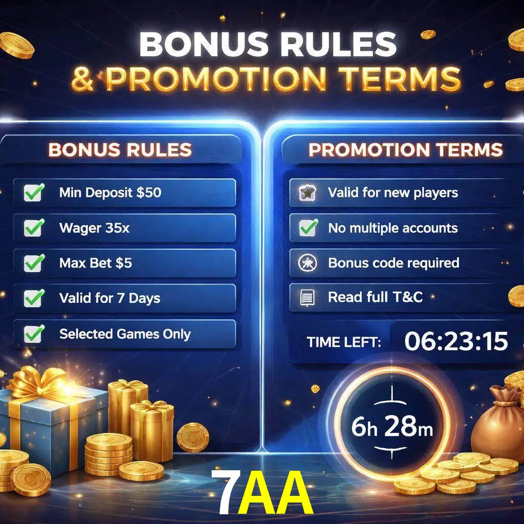 Reglas de promoción 7AA y condiciones de bonos explicadas visualmente